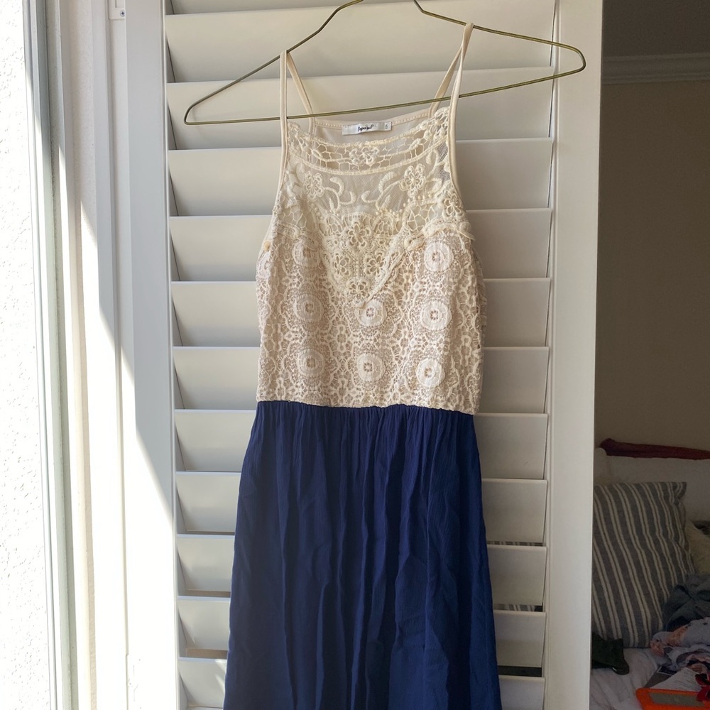 Papyrus Blue and White Lace Dress
